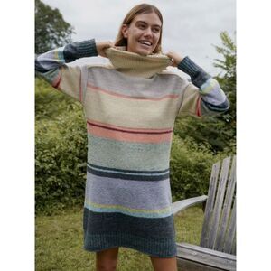 Anthropologie Daily Practice
Open Back Striped Turtleneck Sweater Dress